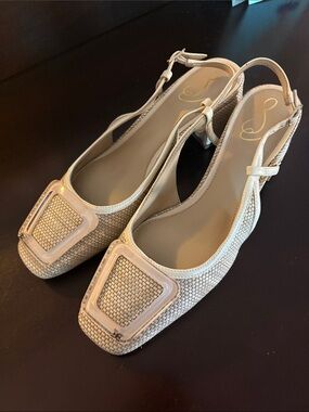 Brand New Sam Edelman Beige Slingback Block Heel Pumps